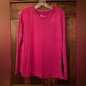 Nike Magenta Dri-Fit Regular Fit Long Sleeve Workout Shirt